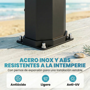 Ducha Solar de Jardín 60 L Ducha Solar Exterior con Cabezal Rociador de Mano Grifo de Pies Agua Fría y Caliente Máx. 60 °C Conexión Manguera para Piscina Camping Patio 21,8x18,2x227 cm Negro