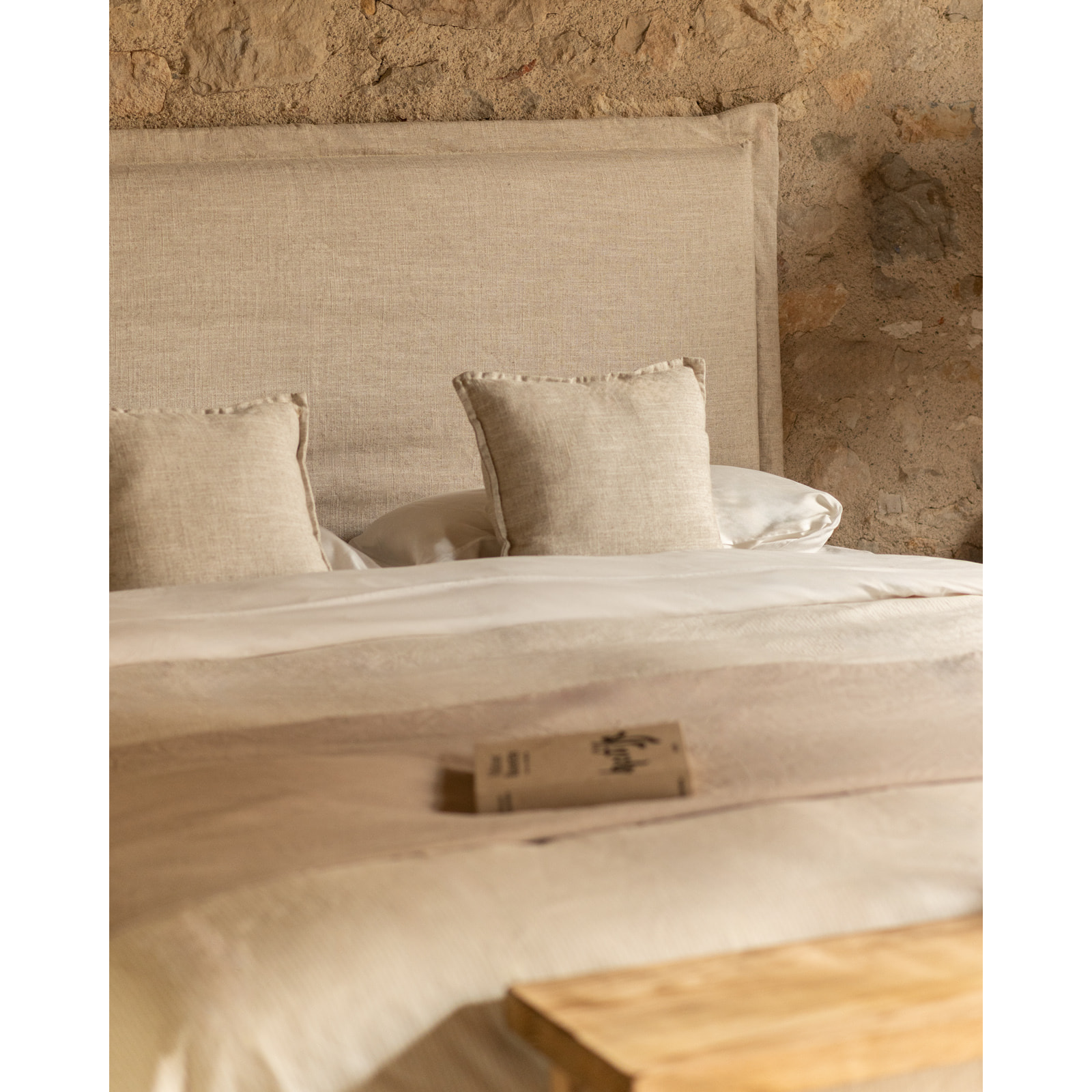 Tête de lit déhoussable en lin beige en différentes tailles