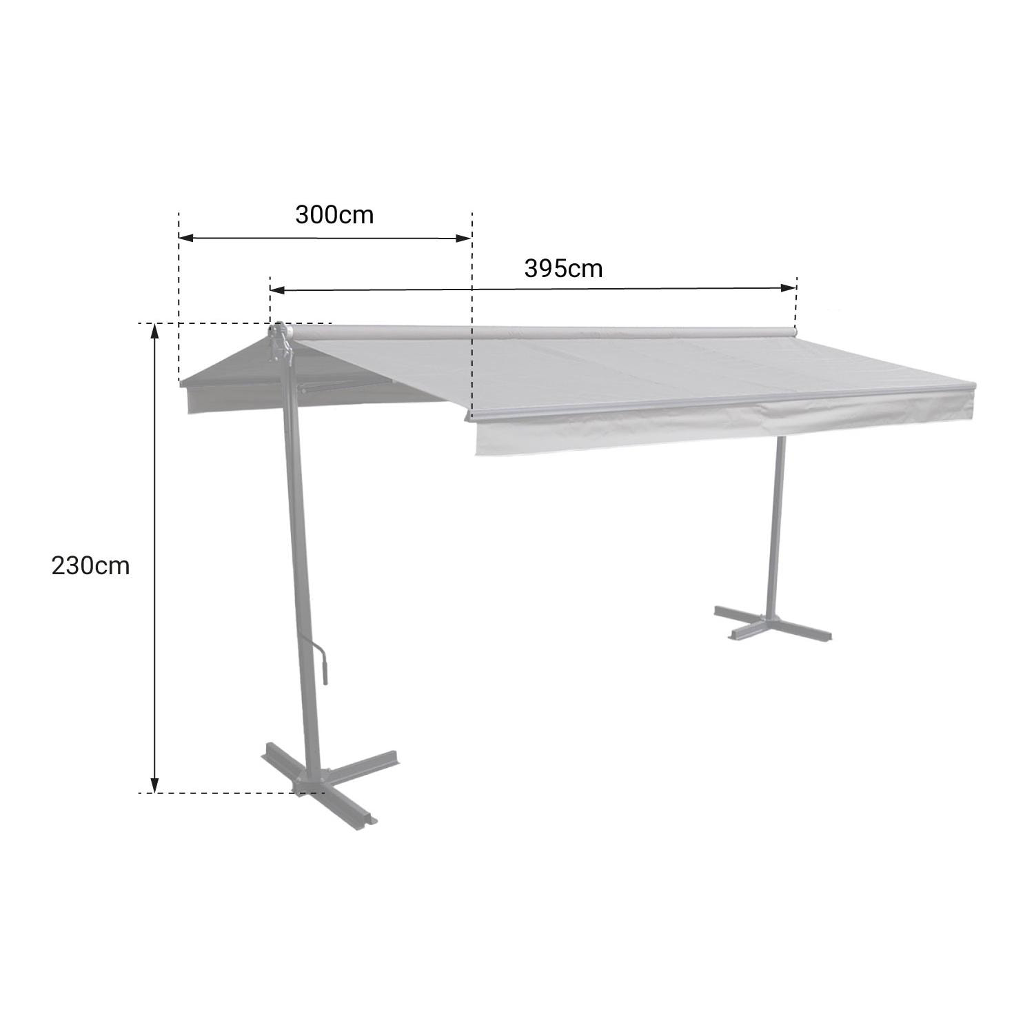 Store double pente FRENE sur pieds 3,95 x 3 m - Toile grise et structure grise