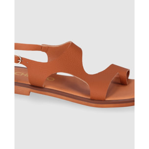 Sandalias de Piel - Cuero - Tacón: 1 cm