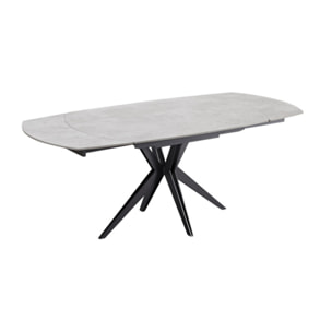Table de repas ovale extensible 130 à 190 cm en céramique gris - SOPHIE