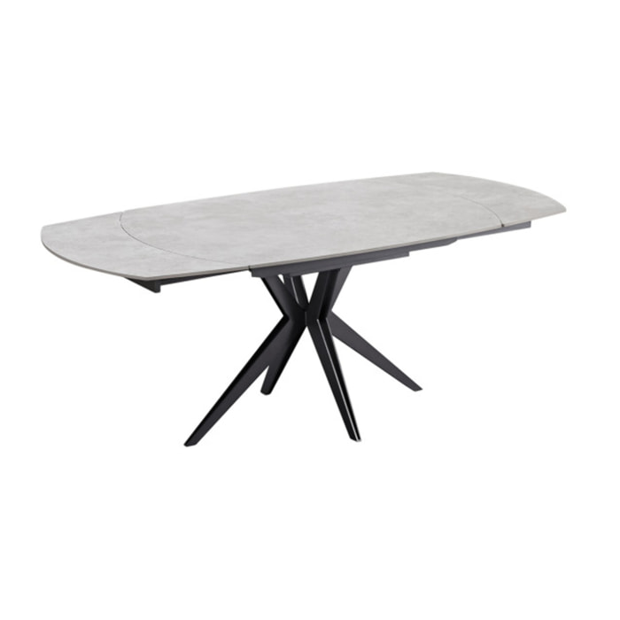 Table de repas ovale extensible 130 à 190 cm en céramique gris - SOPHIE