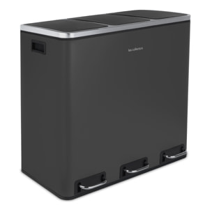 Les Collectors Nº990 – Papelera con pedal de 3 compartimentos, 54L, gris antracita