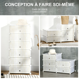 Meuble de rangement à chaussures modulable 6 casiers rectangulaires empilables blanc effet bois