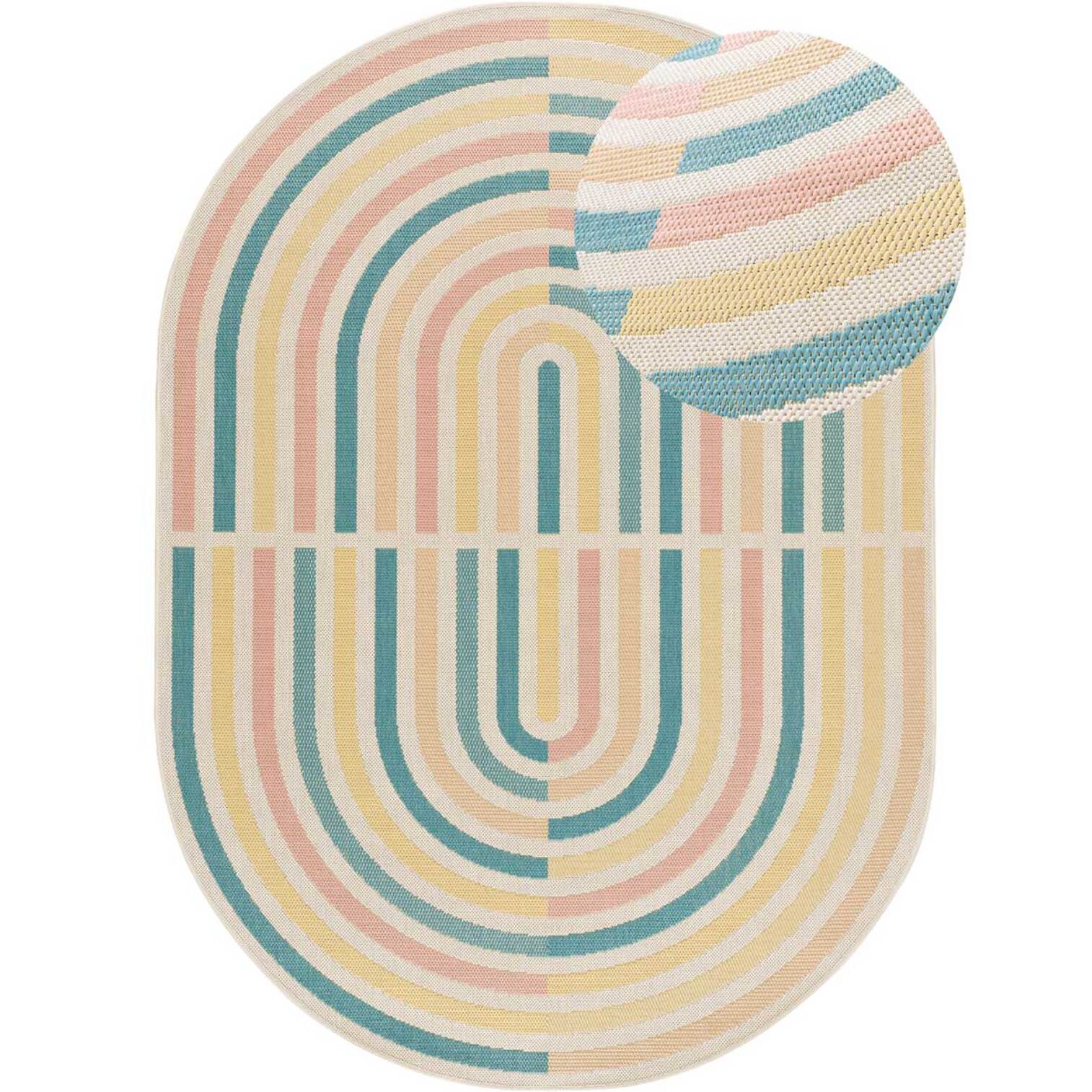 MANILA Alfombra ovalada de exterior-interior en tonos pastel