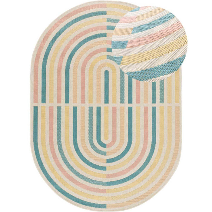 MANILA Alfombra ovalada de exterior-interior en tonos pastel