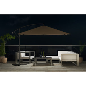 Parasol déporté LED 3 x 3 m chocolat SABBIONARA