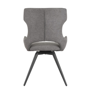 Chaise rotative 180° en tissu doux et pieds en métal noir - SUZIE