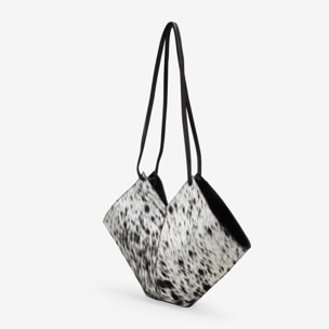 Bolso de hombro de piel con pelo de vaca