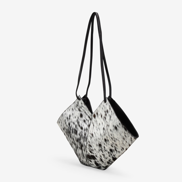 Bolso de hombro de piel con pelo de vaca