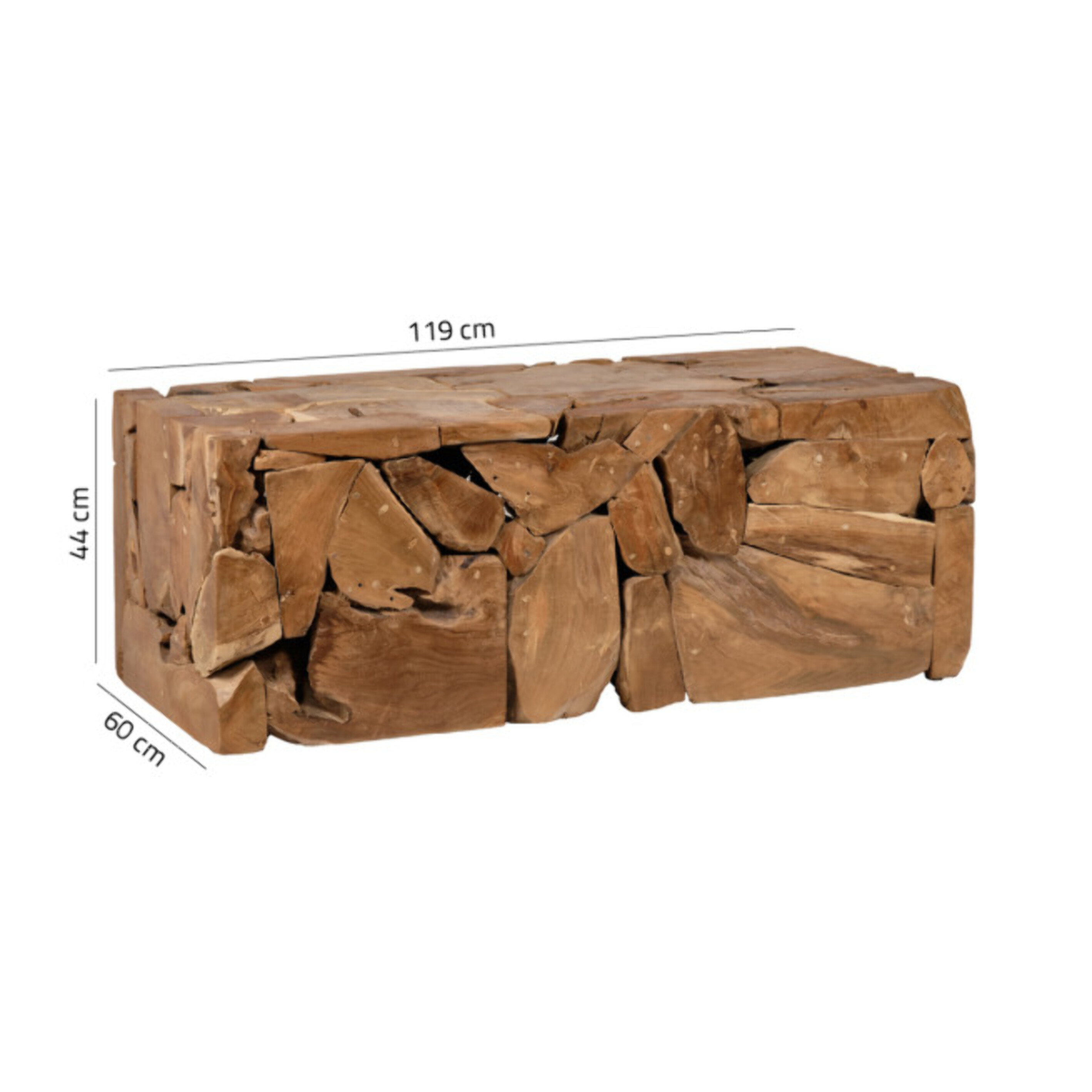 Table basse rectangulaire 120 x 60 cm en bois de teck - KAMI