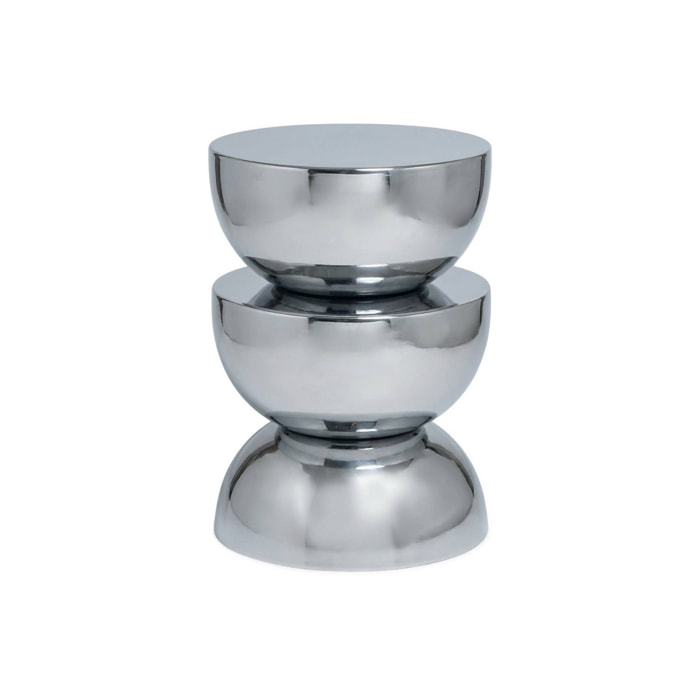 Table d'appoint, bout de canapé, table de chevet acier inoxydable chromé Ø32 x H46,5cm COUMBA