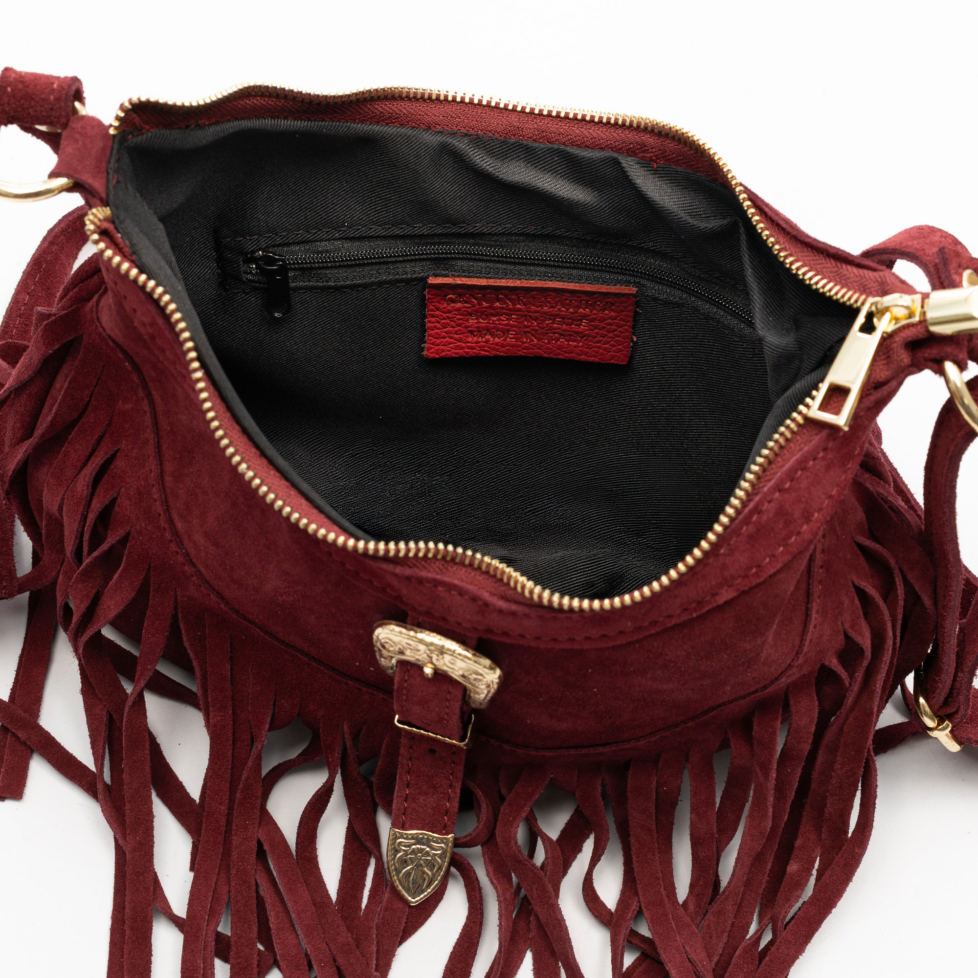 Barlassina bolso bandolera Mujer. Piel auténtica Gamuza, con flecos.