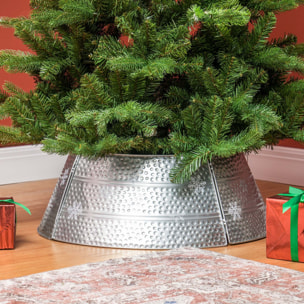 HOMCOM Collar para Árbol de Navidad, Falda para Árbol de Navidad de Metal, Impermeable, Decoración para para Fiestas, Hogar, 66x66x23 cm, Plateado
