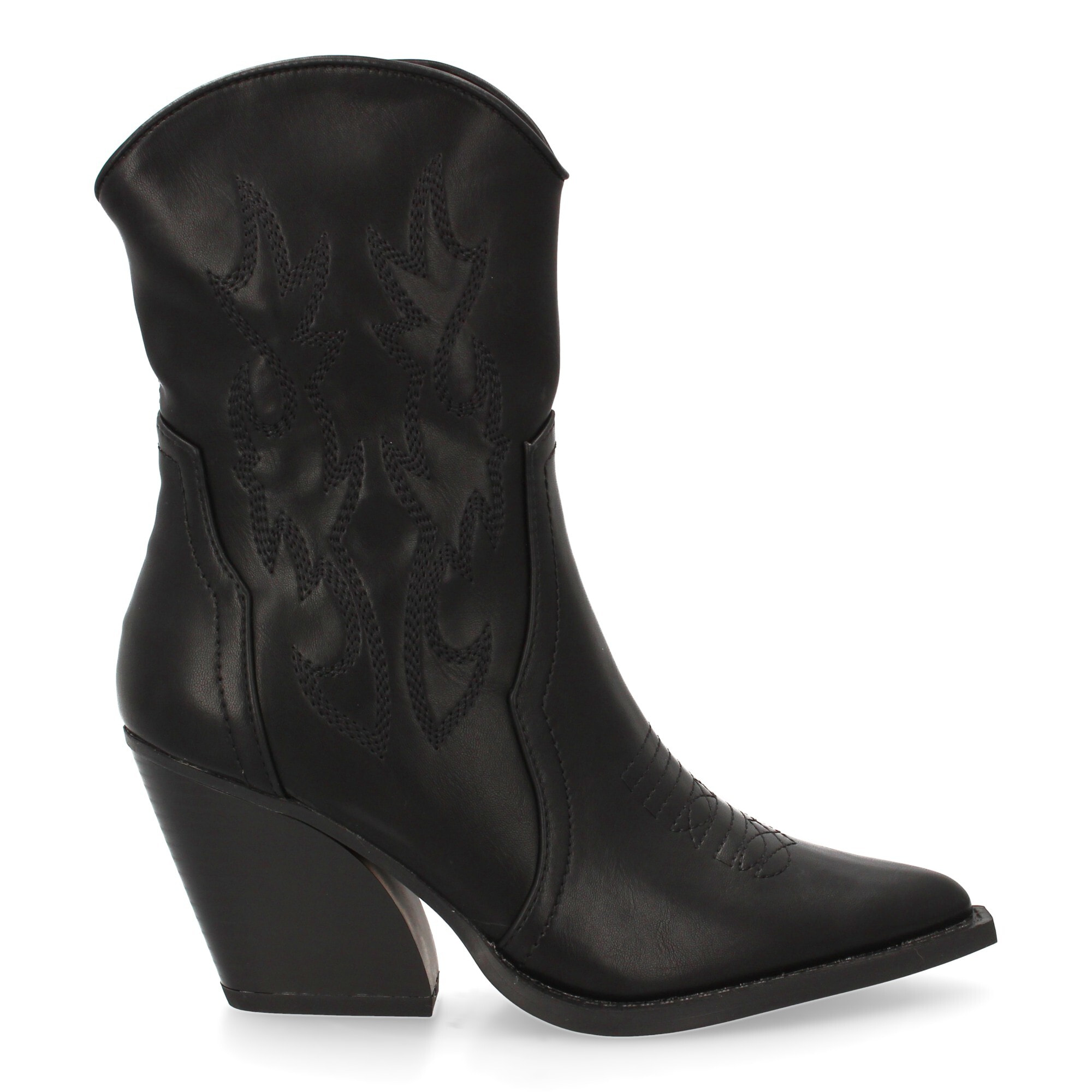 Botín cowboy con grabados en la caña.