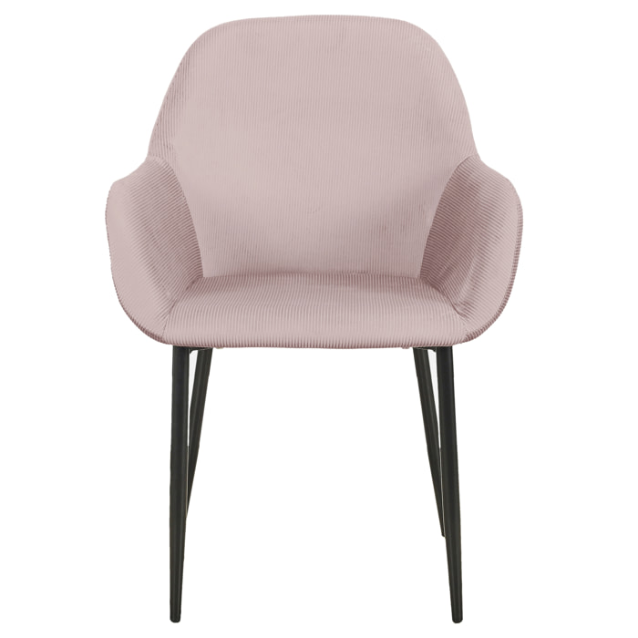 Fauteuil Giulia Rose Velours Cotele - Lot De 2