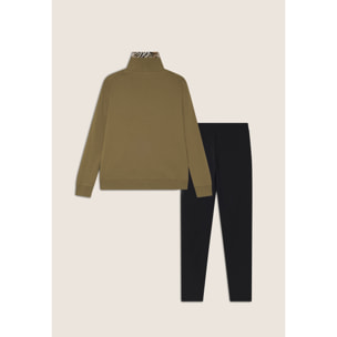 Tuta interlock con zip e collo alto interno fantasia