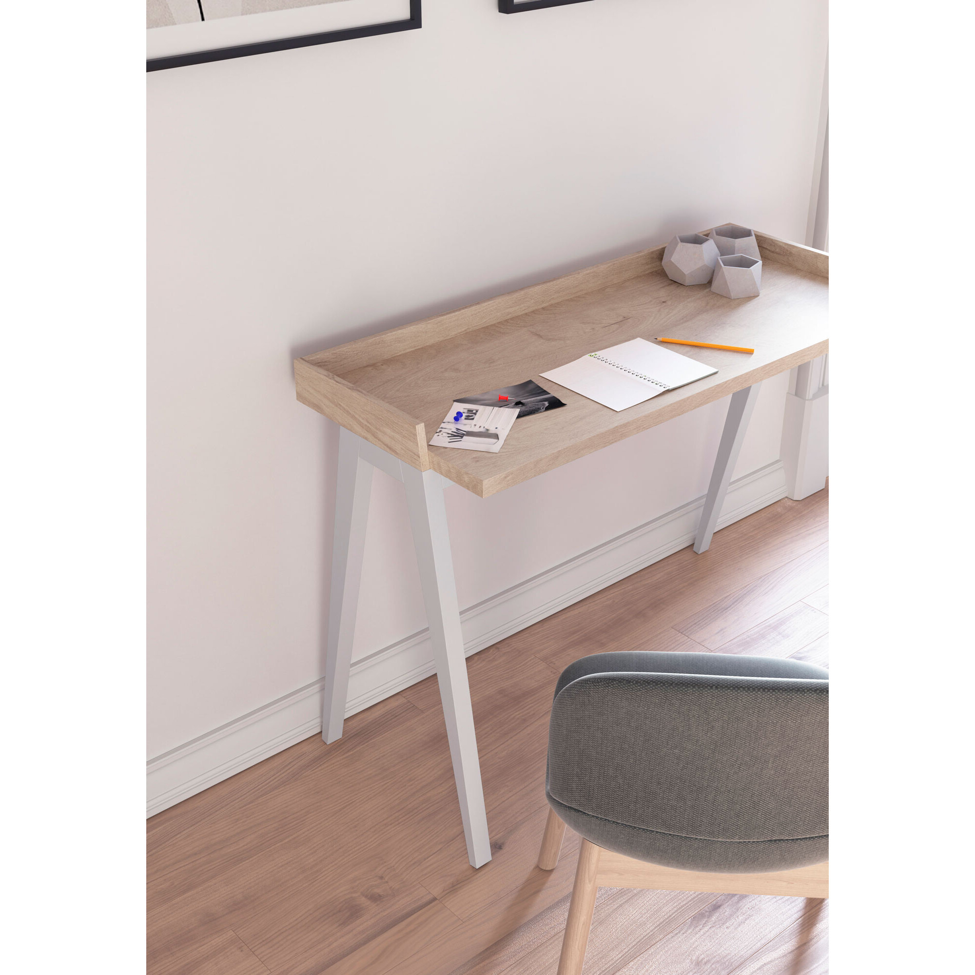 Escritorio Paris roble y blanco 81x111x50