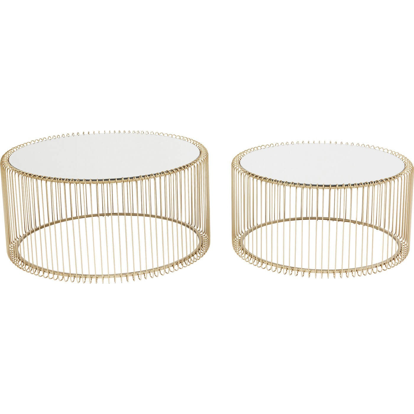 Tables basses rondes Wire set de 2 laiton Kare Design