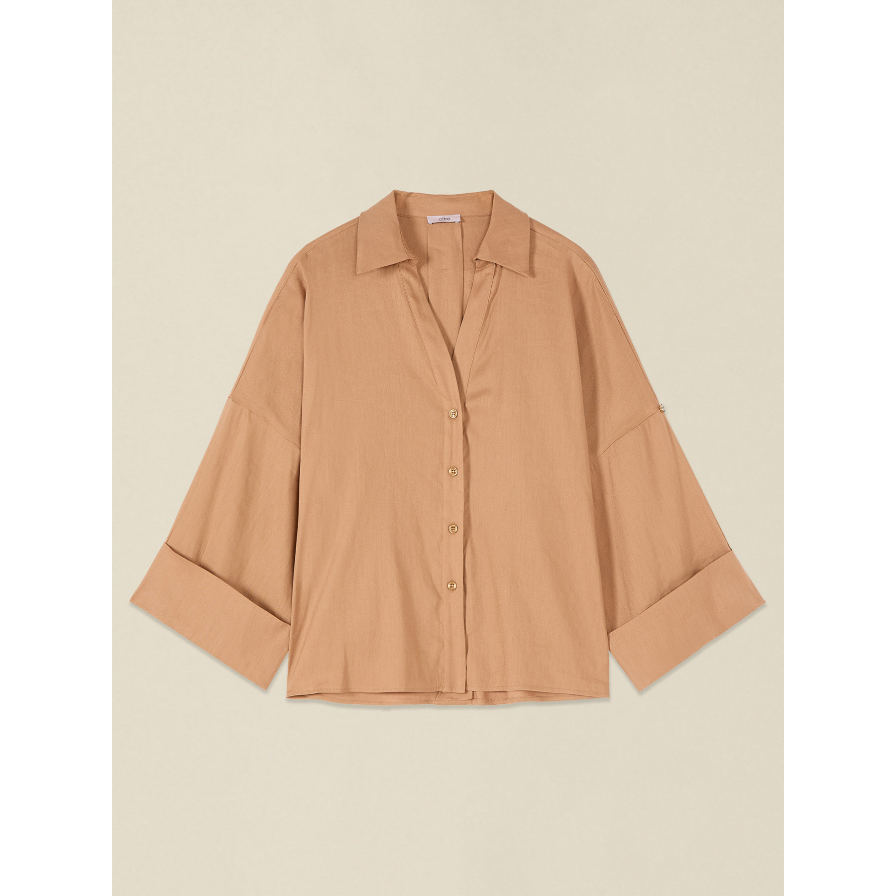 Oltre - Camisa boxy mezcla de lino - Beige