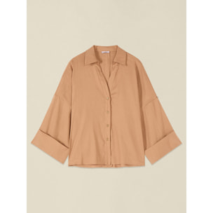 Oltre - Camisa boxy mezcla de lino - Beige
