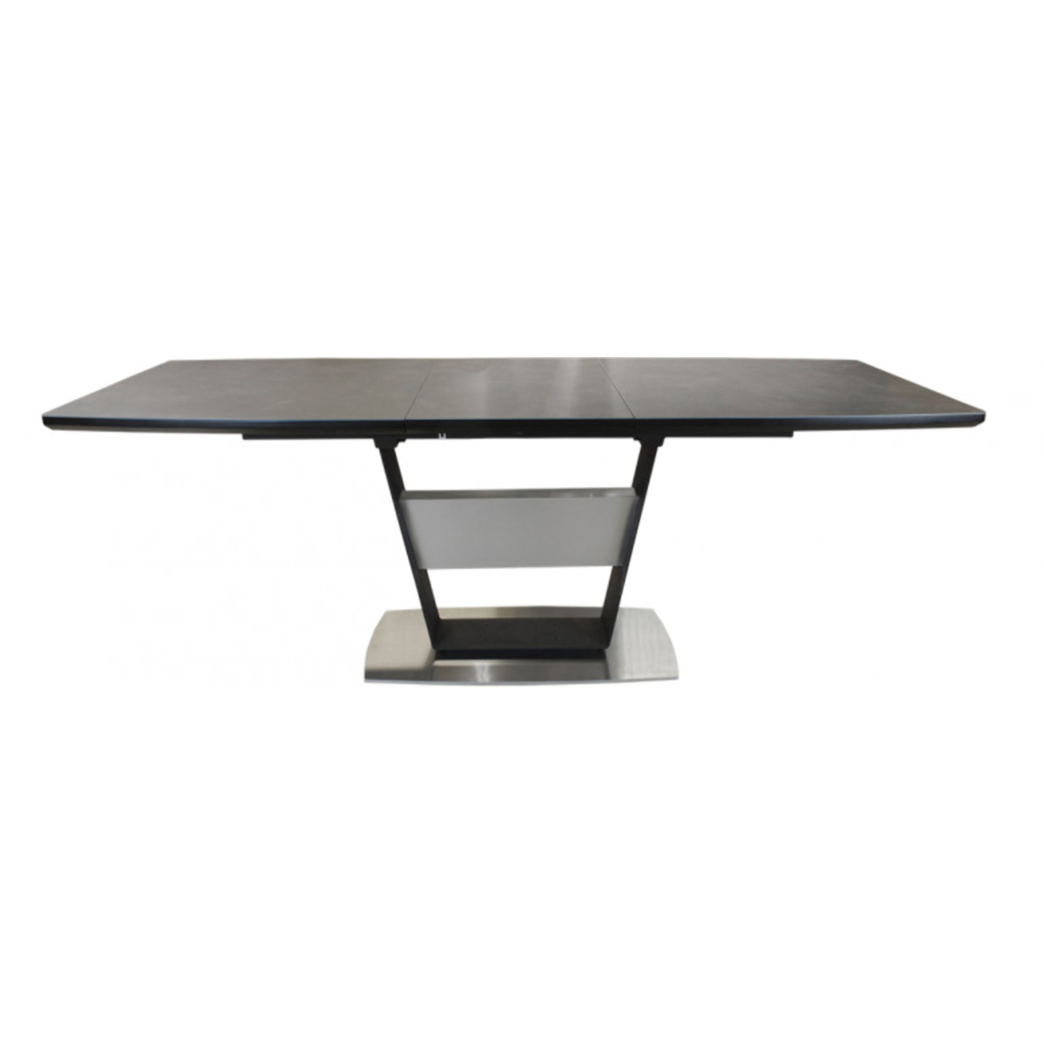 Table de repas extensible 160/210 cm céramique gris piétement métal - VALENCIA