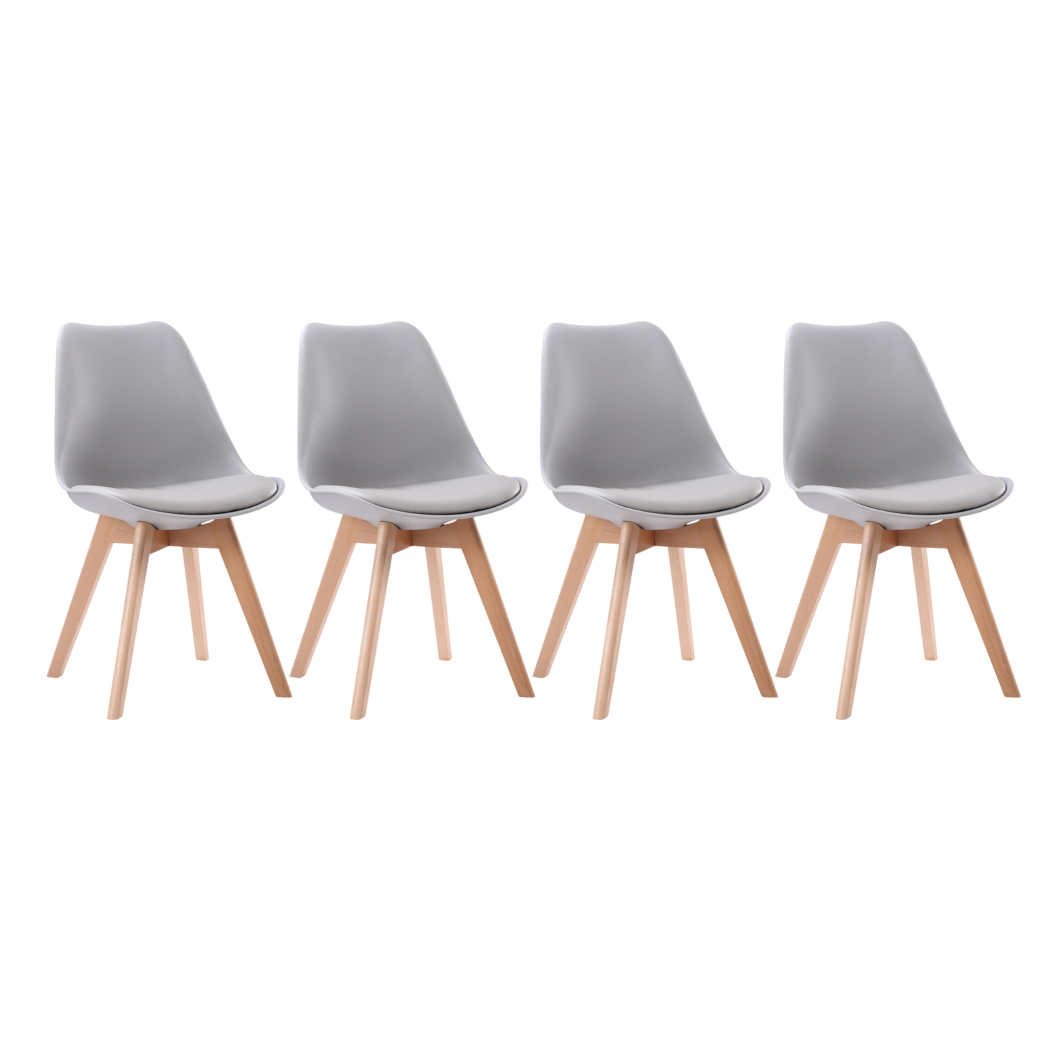 Lot de 4 chaises scandinaves NORA grises avec coussin