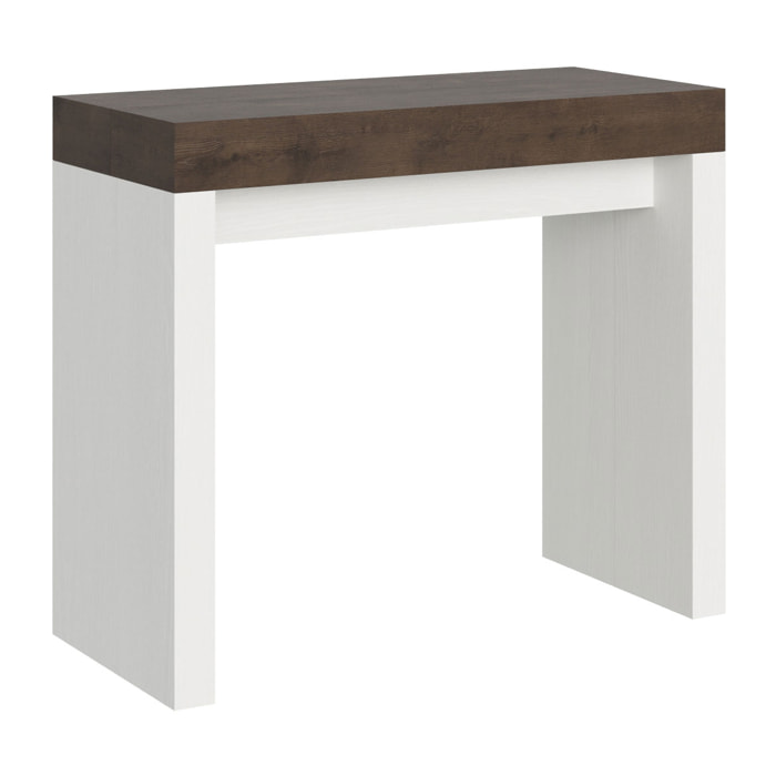 Console Roxell Small cm.90x42 (extensible à 196) dessus Noyer structure Frêne Blanc