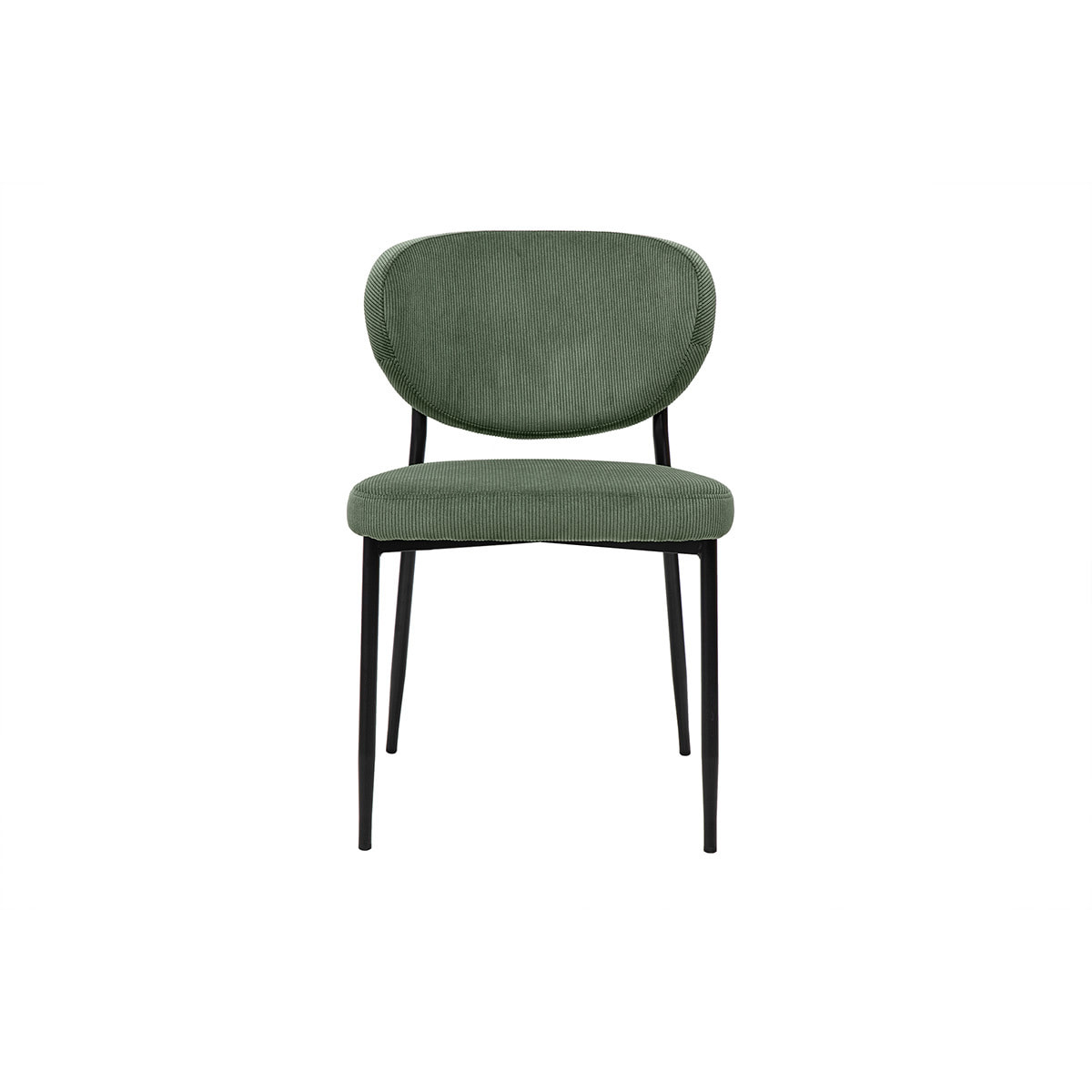 Chaises en tissu velours côtelé vert kaki et métal noir (lot de 2) BREKA