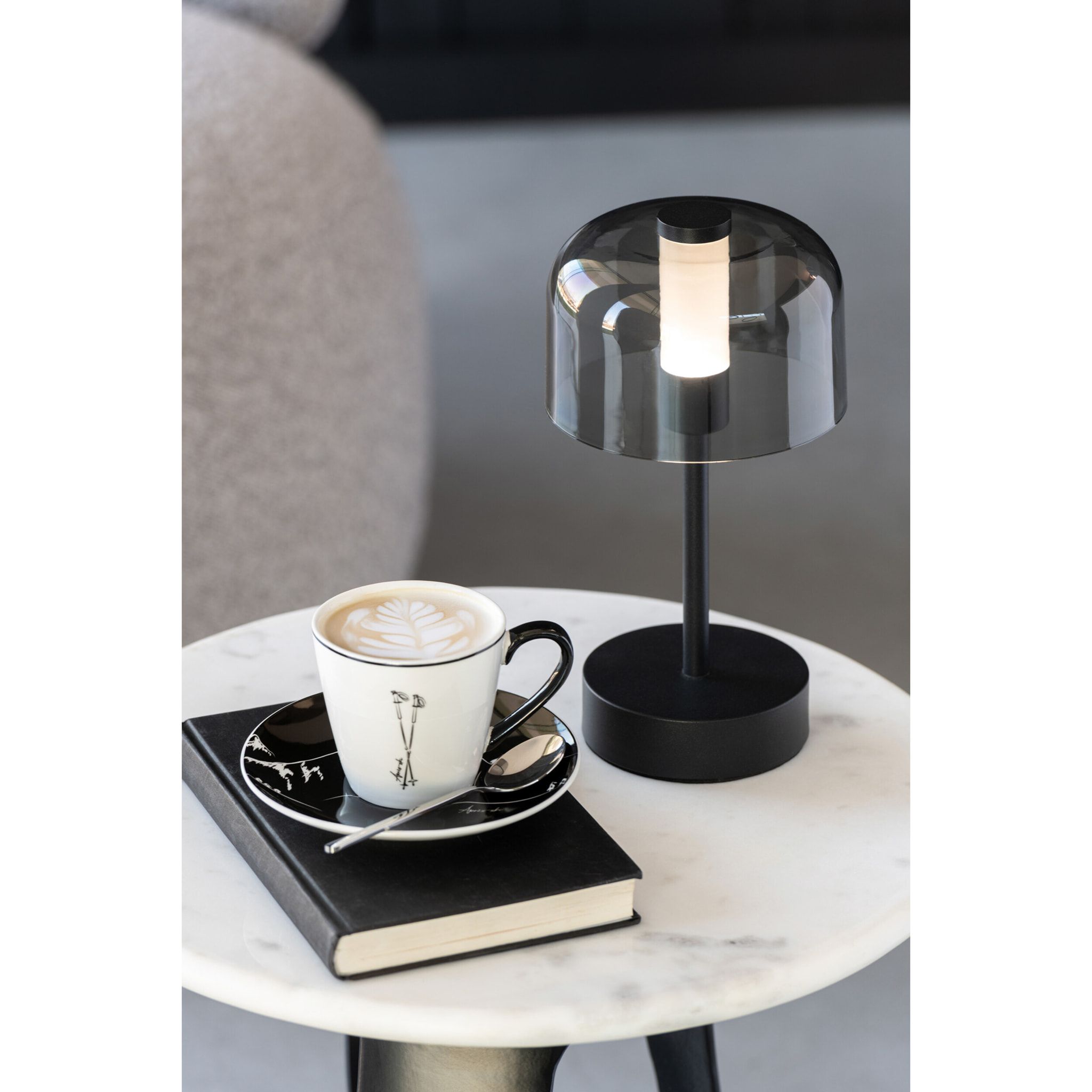 J-Line tasse à café + sous-tasse - céramique - noir/blanc - small - boîte de 4