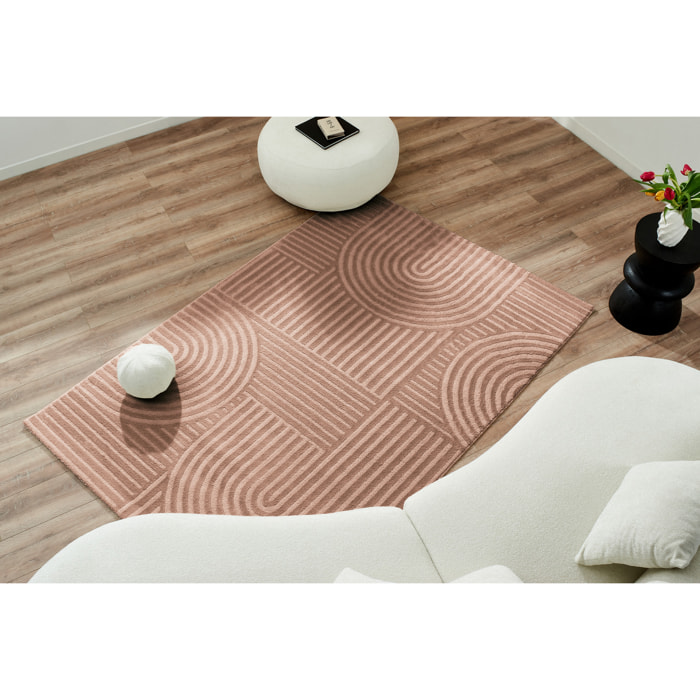 BIANCA - Tapis motif en relief Mocca