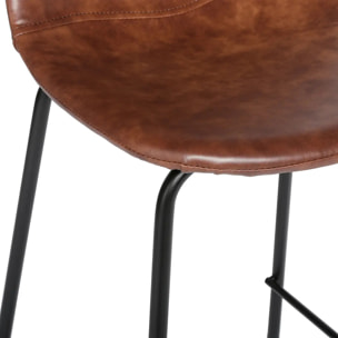 Lot de 2 chaises de bar "Vladi" effet cuir marron