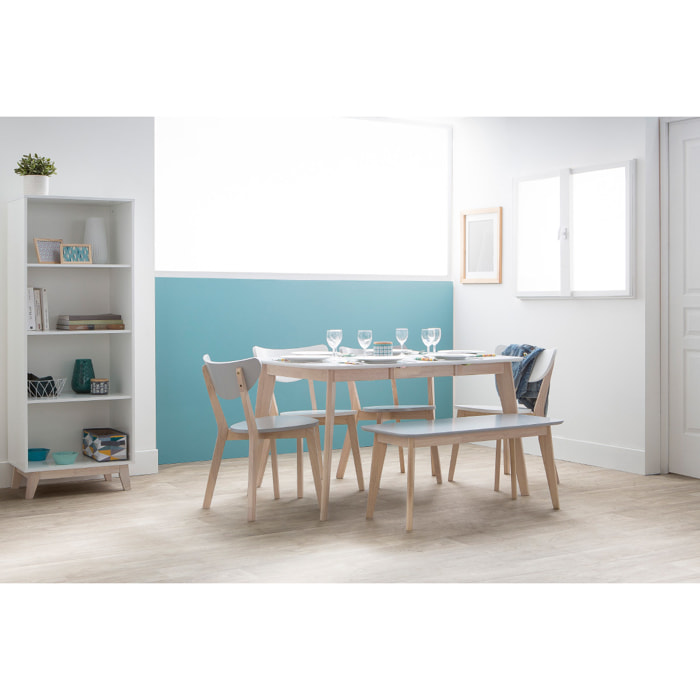 Table à manger extensible scandinave carrée placage chêne L90-130 cm LEENA