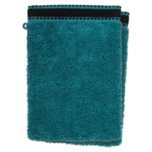 Lot de 2 gants de toilette "Joia" - coton 550 gr/m² - bleu canard 15x21 cm
