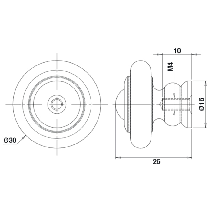 Bouton rustique N270 acier vieux bronze BROS - Ø30 - 270-A-30-4
