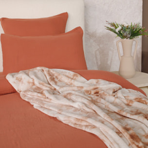 Parure Housse De Couette Uni 100% Gaze de Coton - Ava - Safran