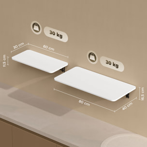 Juego de 2 Mesas Plegables de Pared Escritorios Flotantes para Espacios Pequeños Mesas Abatibles para Cocina Comedor Estudio Dormitorio y Salón Blanco Brillo