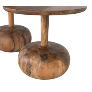 Mesas de Centro de Madera de Mindi Grande 70 Cm, Pequeña 50 Cm Estilo Rústico Moderno