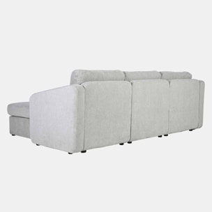 Canapé modulable 3 places gris clair avec pouf GALEGO