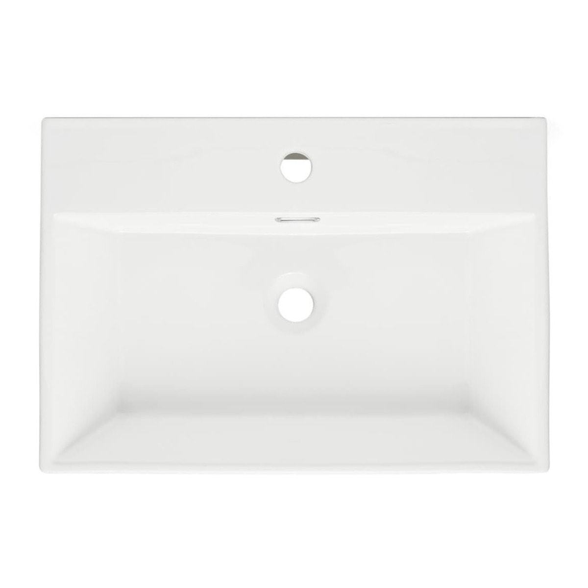 Cube Way 60x42 cm lavabo suspendu en céramique avec trou pour robinetterie au milieu, sans siphon ni mitigeur, blanc (SATCW6042)
