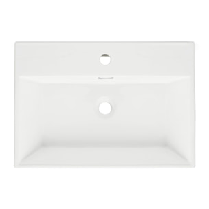 Cube Way 60x42 cm lavabo suspendu en céramique avec trou pour robinetterie au milieu, sans siphon ni mitigeur, blanc (SATCW6042)