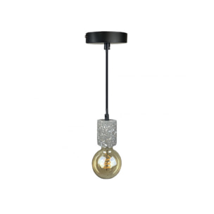 Suspension lumineuse en terrazzo gris ciment - PRAO