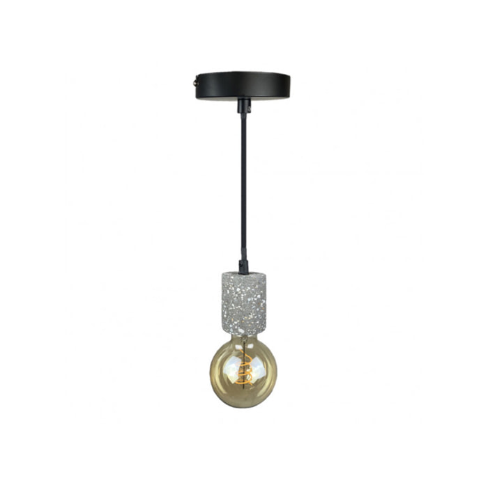 Suspension lumineuse en terrazzo gris ciment - PRAO