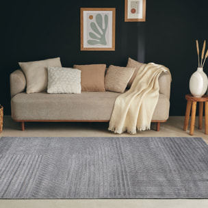 HARMONIE - Tapis moderne géométrique avec poils en relief gris