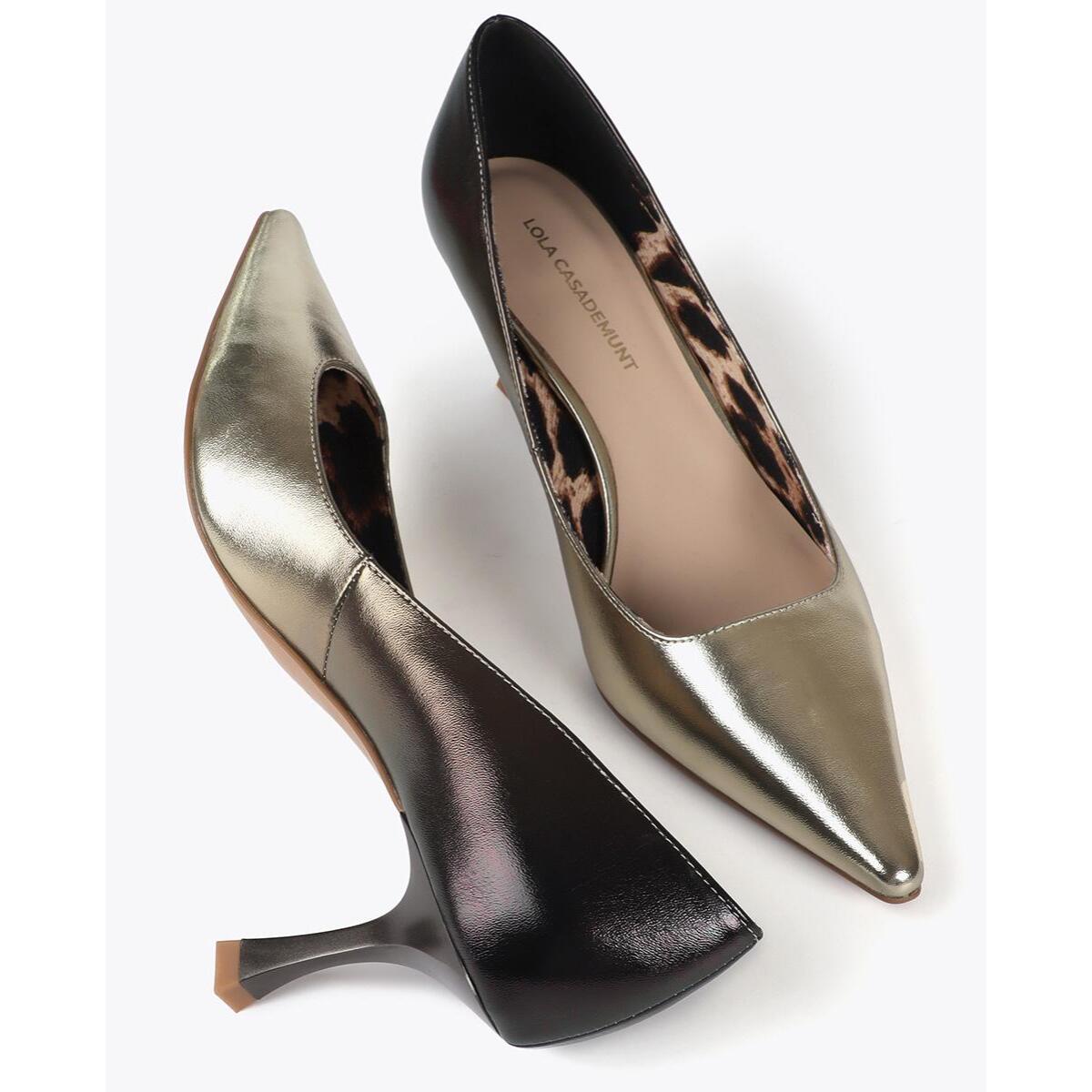 Scarpa con Tacco Effetto Sfumato Metallico e Fodera Stampata