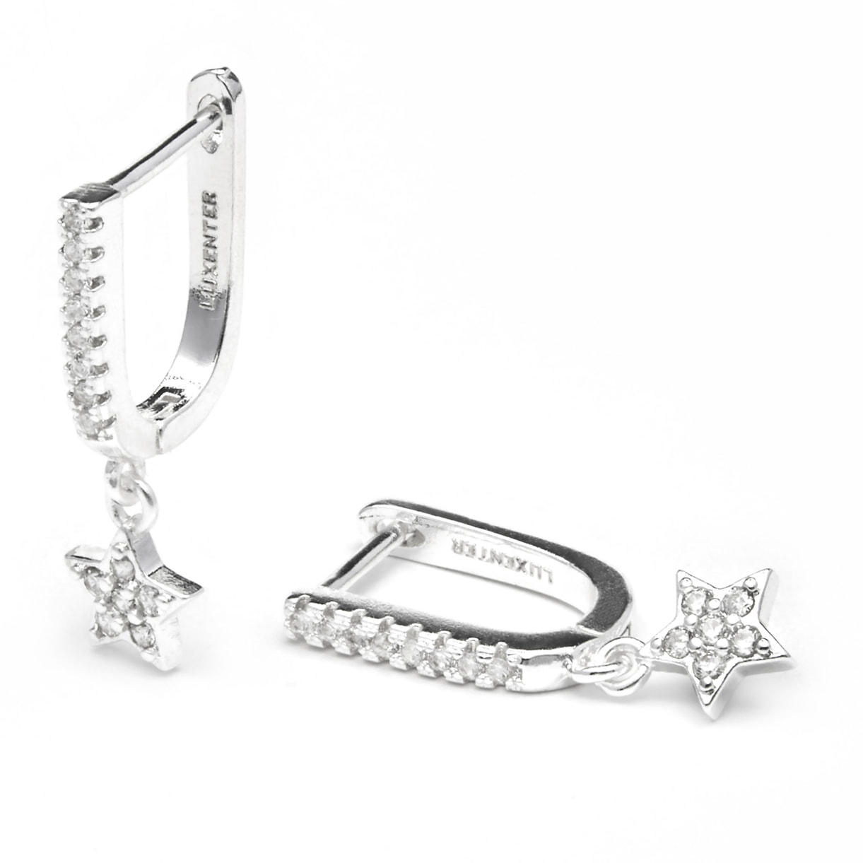 Pendientes acabado plata y Circonita Brillante