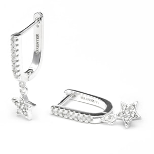 Pendientes acabado plata y Circonita Brillante
