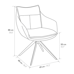 Set di 2 poltroncine ZERMATT in tessuto grigio e gambe in metallo antracite