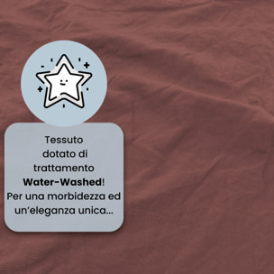 COMPLETO LETTO WATER WASHED, 100% Microfibra, No Stiro - ROSSO CORALLO