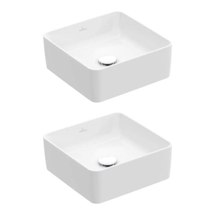 Lot de deux vasques à poser carrées Collaro Stone White CeramicPlus